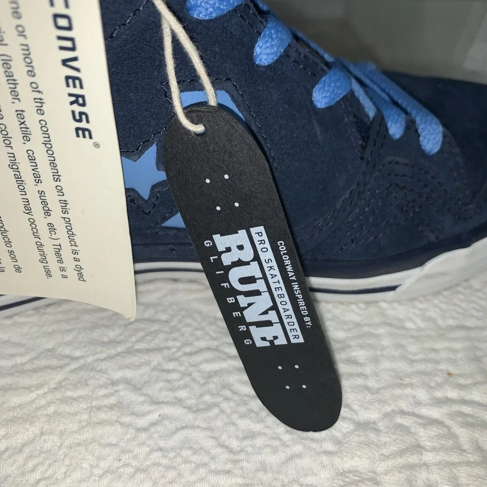 Converse ⭐️ Rune Glifberg Size 10 Hi Blue Suede‎ Men's Shoes Skate RARE 🌟